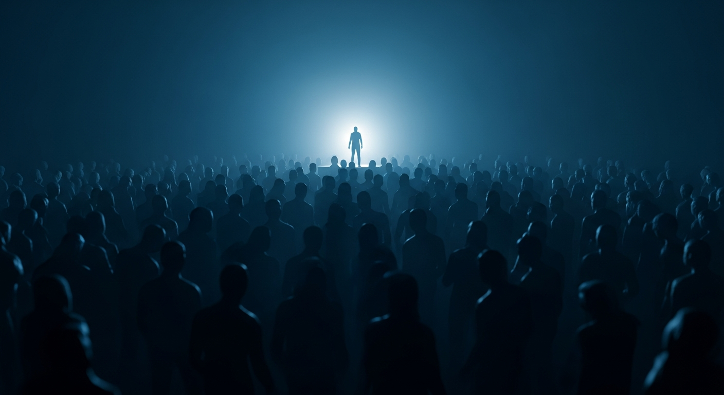 Independent musician standing out from a crowded scene, symbolizing unique artist brand identity.