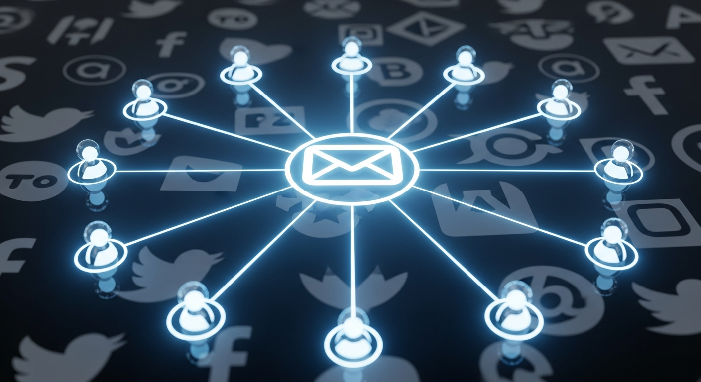 Graphic illustrating musician email list building as a direct fan communication strategy for independent artists.