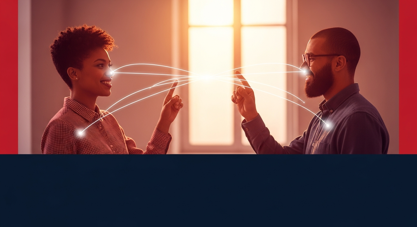 Illustration of a founder connecting with an audience through authentic storytelling, highlighting credibility and emotional connection in business.