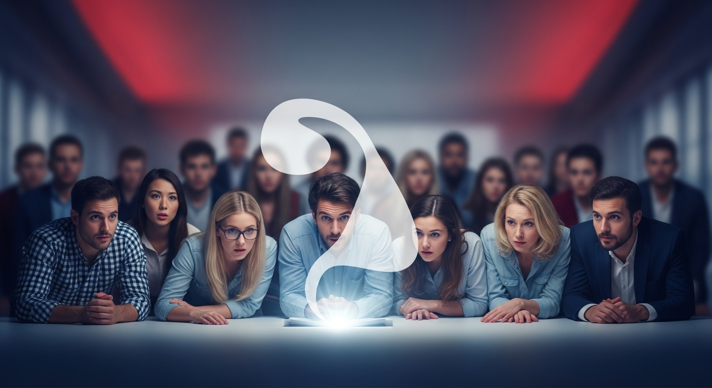 An audience captivated by a compelling story, with surrounding noise fading, emphasizing the power of narrative connection.