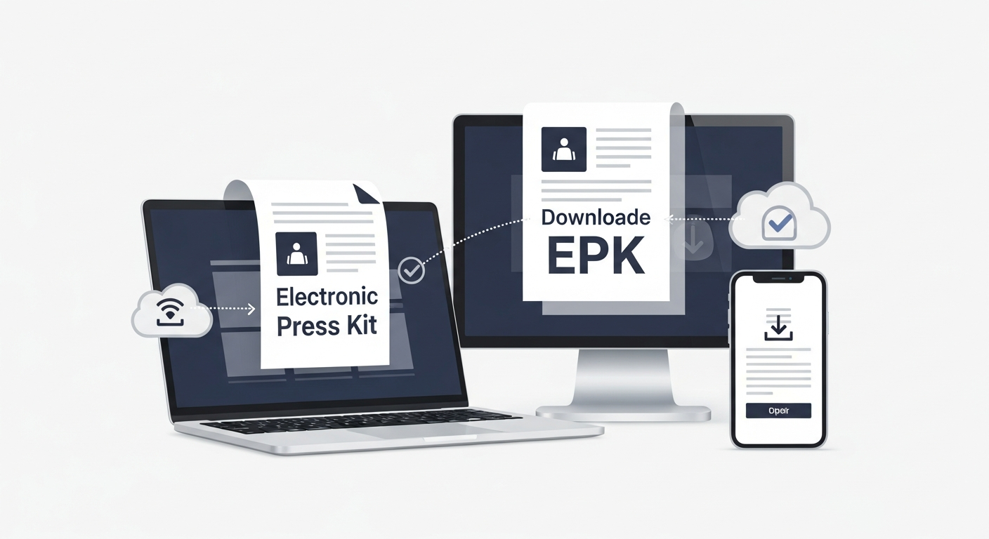 EPK template for artists, music press kit examples, downloadable EPK convenience, artist digital portfolio