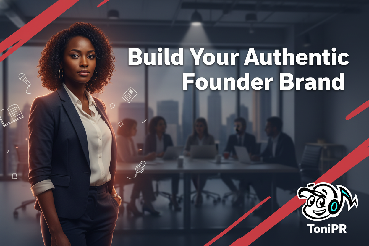 Founder confidently presenting her authentic personal brand, symbolizing leadership and business growth.