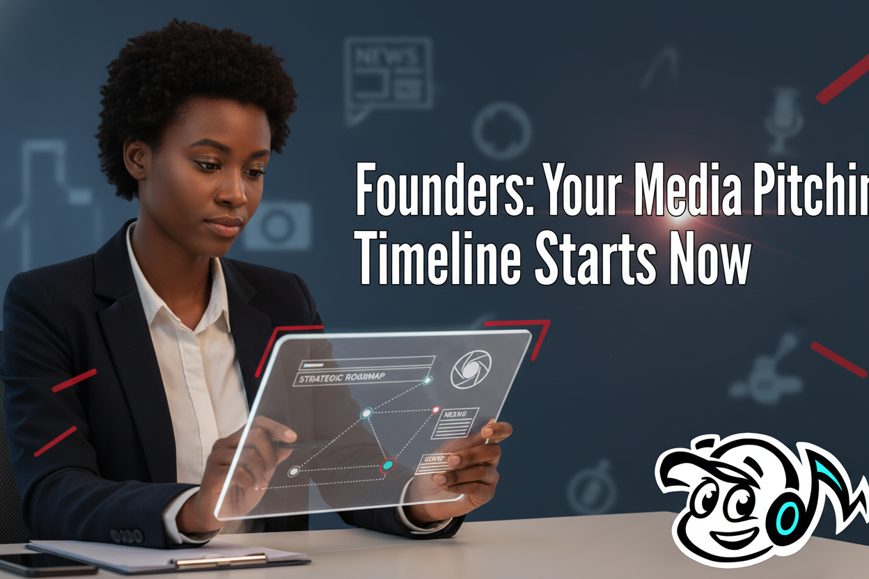 A founder reviewing a media pitching timeline, symbolizing strategic readiness for public relations.