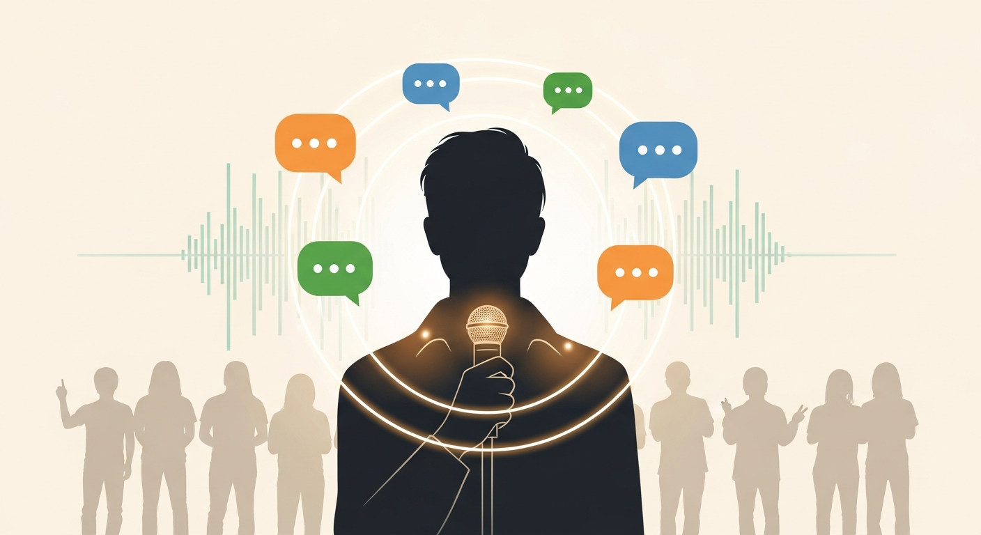 Musician engaging with fans through live audio content, illustrating direct interaction and community building on platforms like Spotify Live.