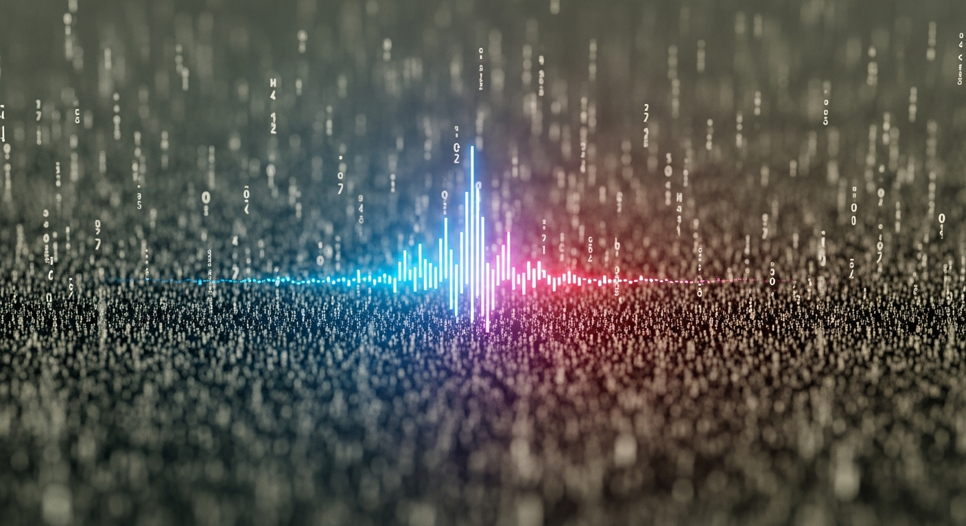 Visual representation of music getting lost in digital noise, highlighting the challenge of visibility for independent music distribution.