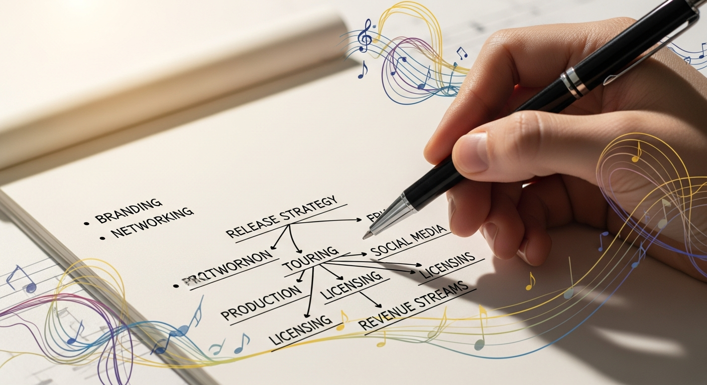 Independent artist planning goals and strategy for music business conferences and industry events.