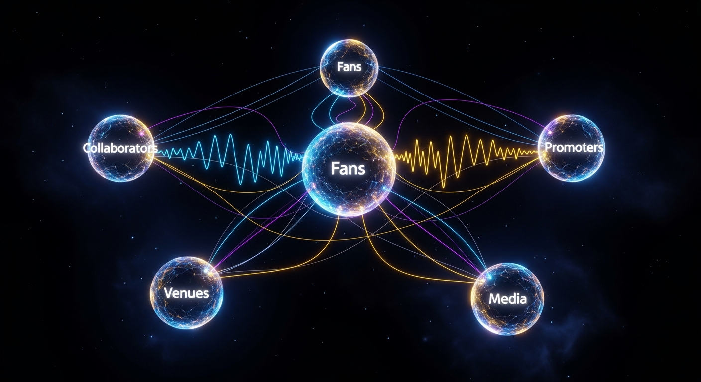 Networking connections for indie musician gear and music business tools