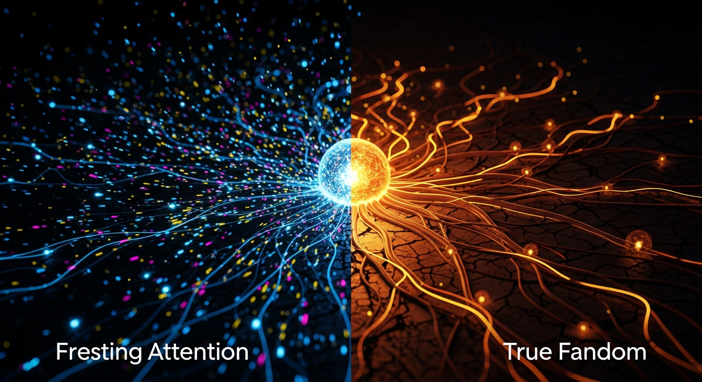 Visualizing true fandom versus fleeting attention for independent musicians, highlighting deep fan connection.