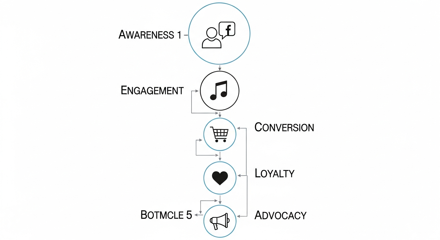 Stages of a music marketing funnel for musicians