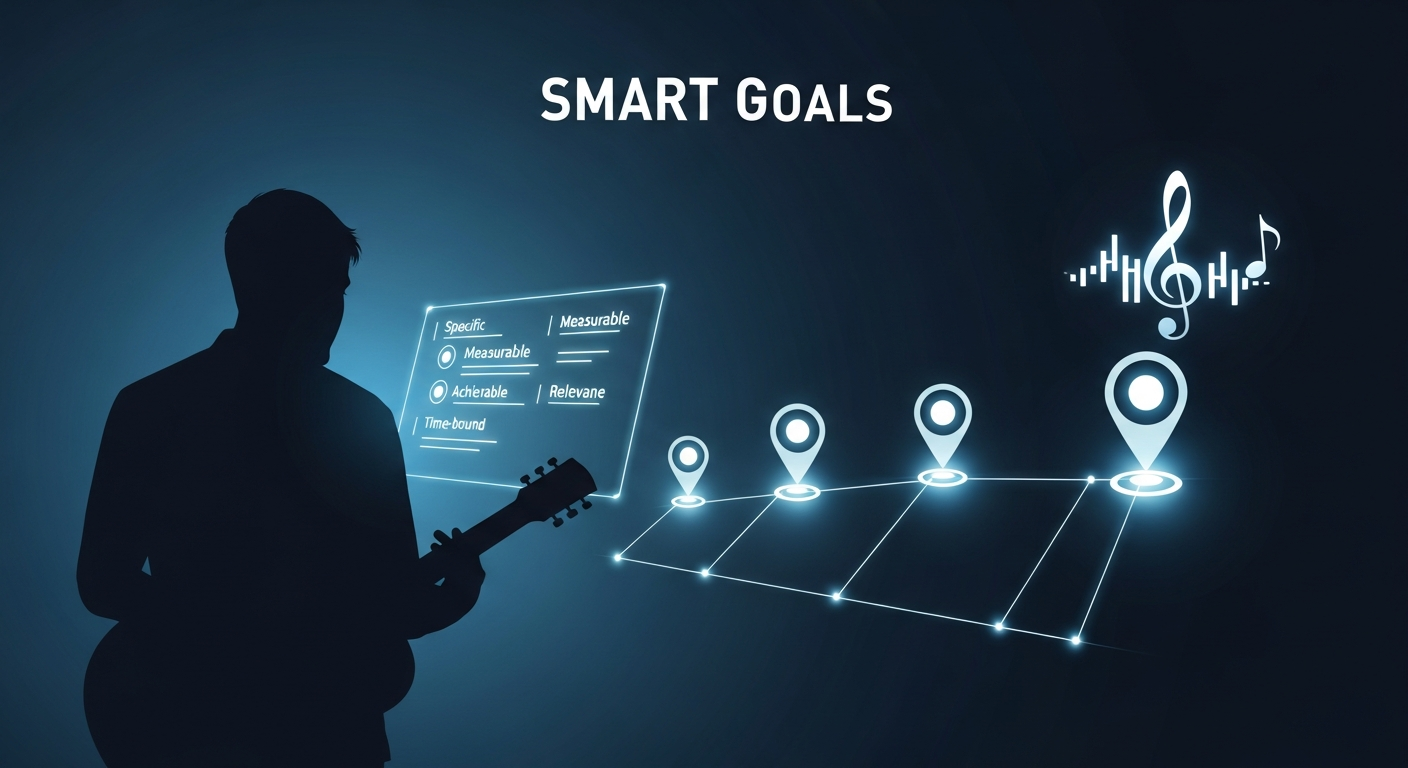 Visualizing SMART goals for an independent artist's music marketing strategy and defining success metrics.
