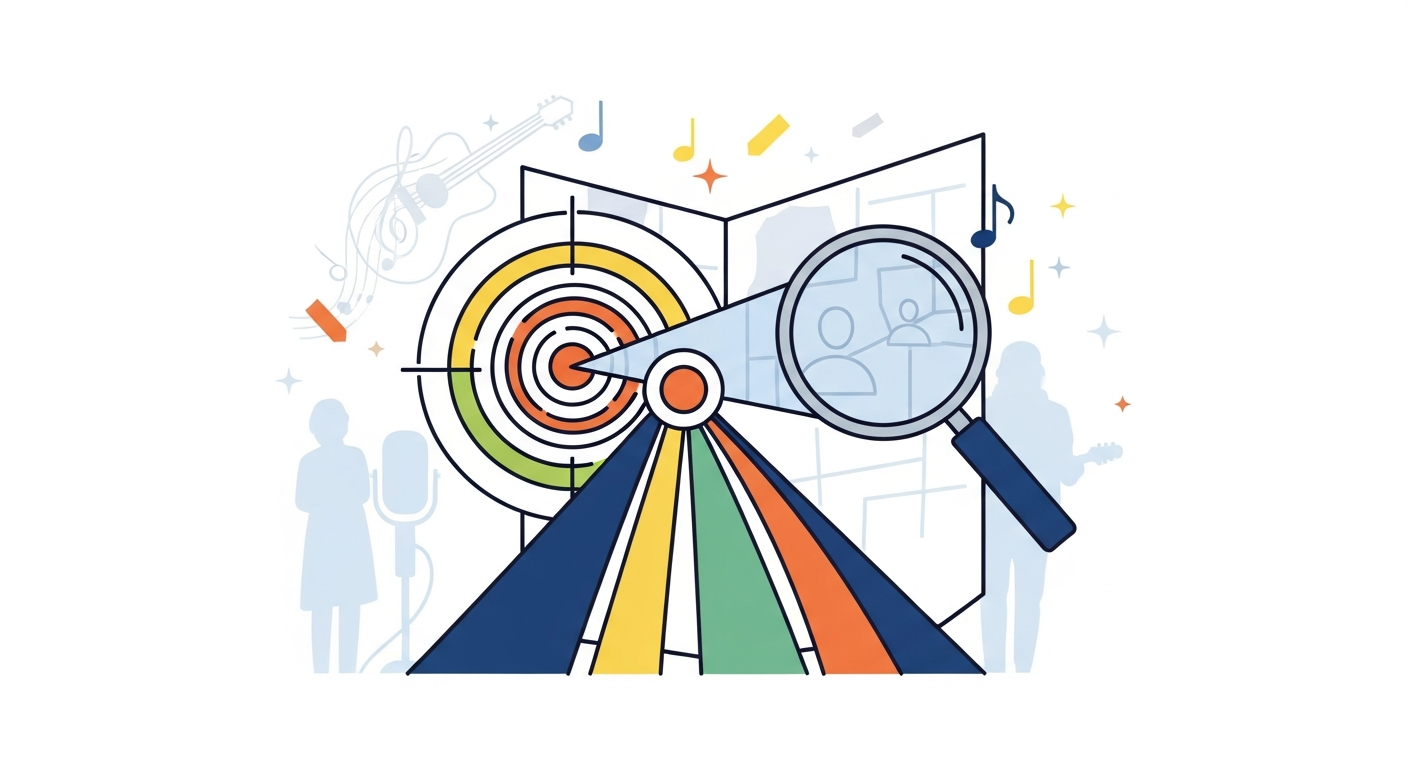 Visualizing goals and target audience for an independent artist's music marketing plan.
