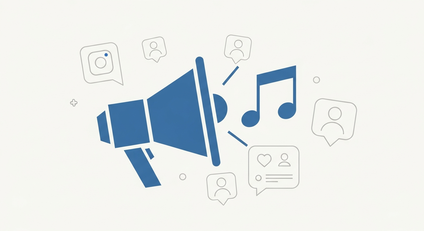 Instagram marketing music: Megaphone amplifying music note