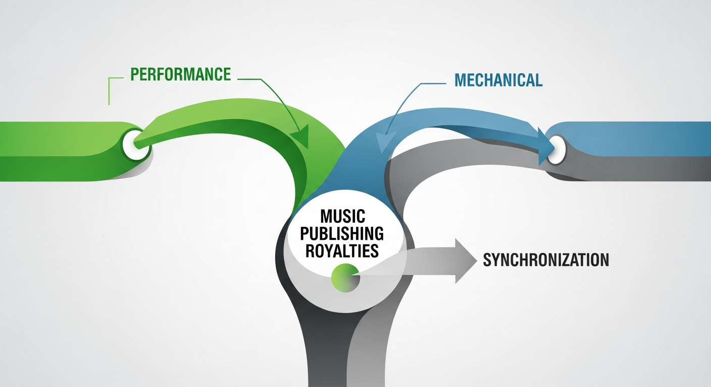 Sources of music publishing royalties: performance, mechanical, and synchronization