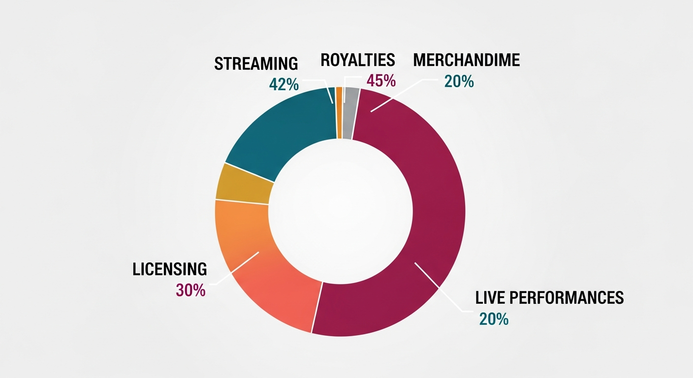 Diverse music revenue streams breakdown