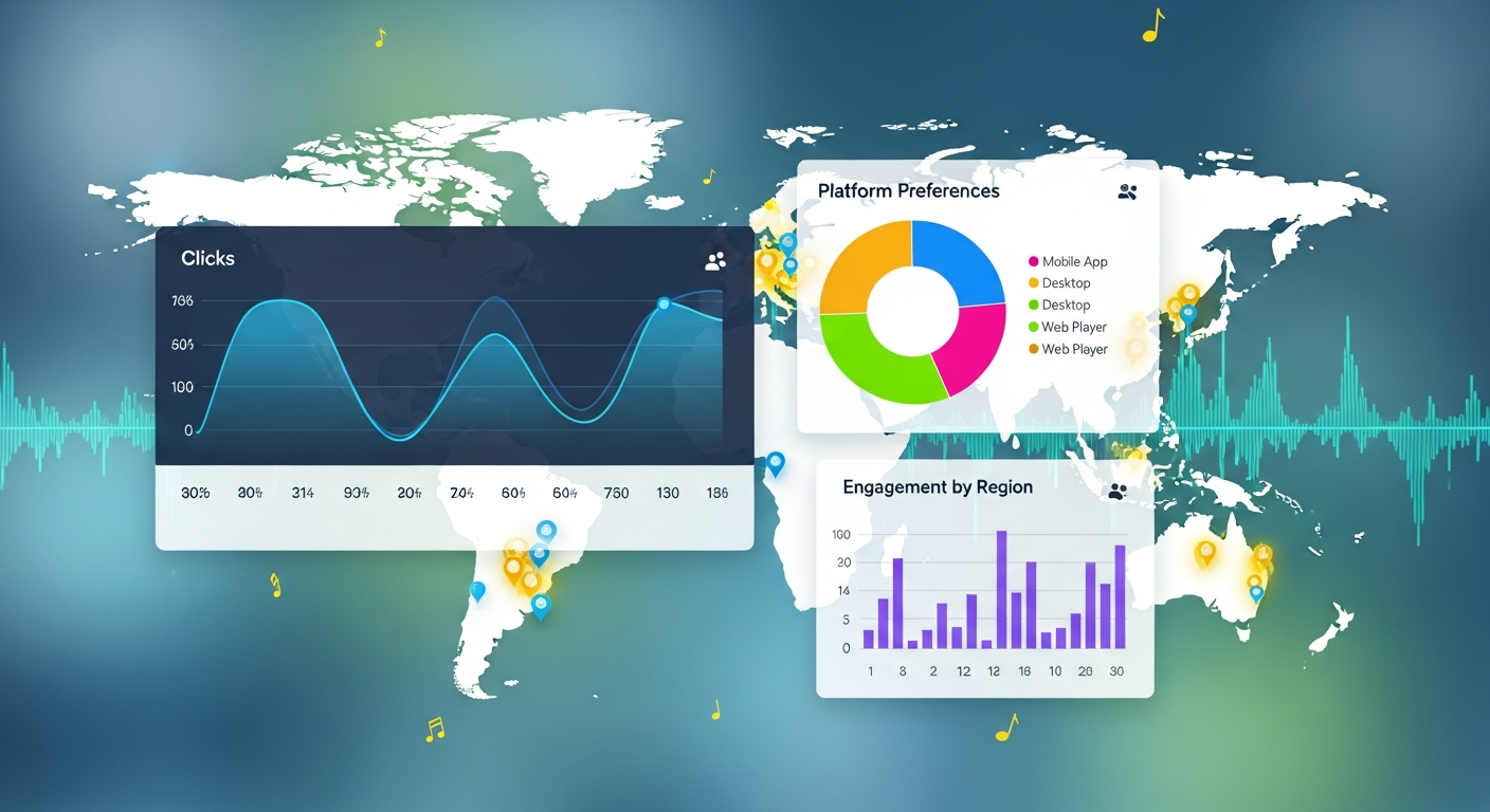 Analytics dashboard showing music smart link data