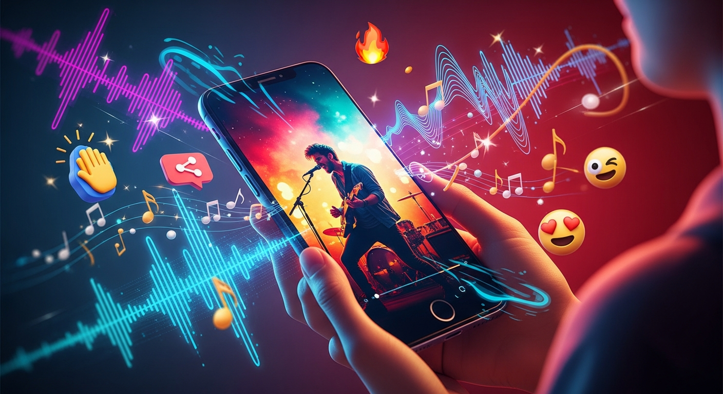 AI tools for music promotion, showing artificial intelligence assisting music creation and marketing.