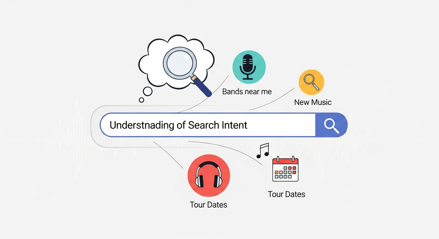 Visual representation of understanding musician search intent for effective artist SEO strategy.