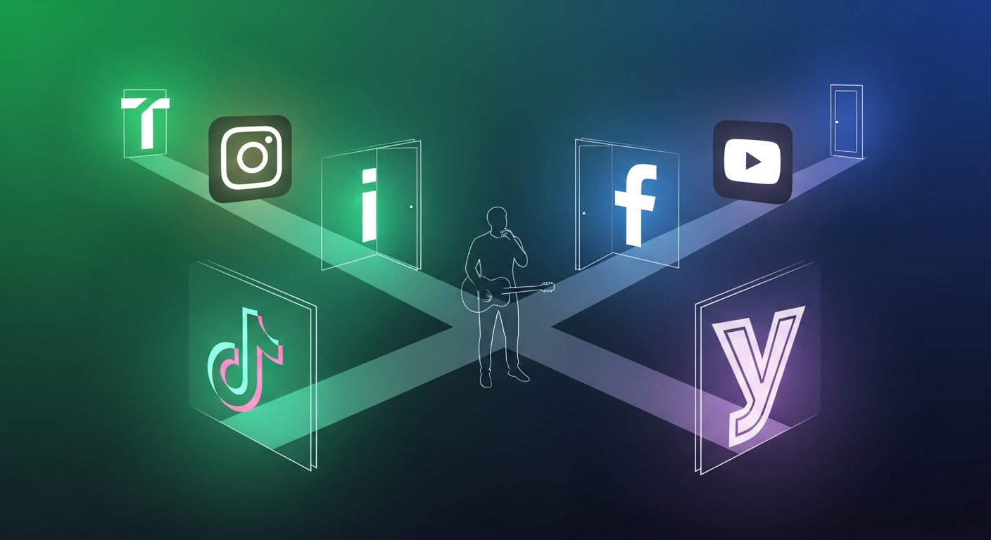 Musician choosing the right social media platforms for their indie artist social media strategy and music marketing.