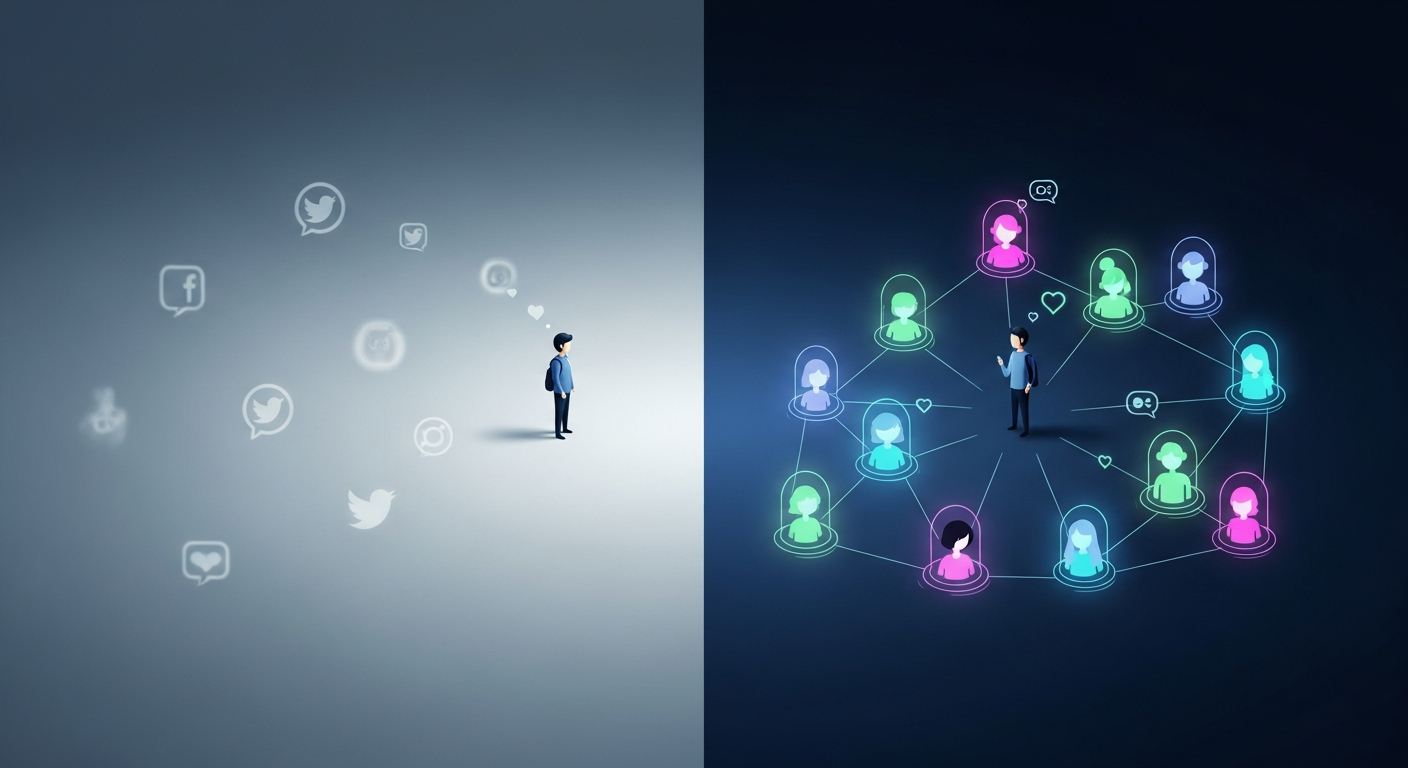 Independent artist struggling for promotion on mainstream social media contrasted with engaged music fan engagement on focused niche music platforms.