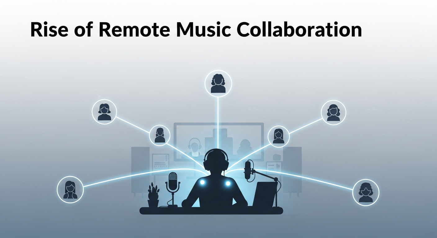 Digital network illustrating the rise of remote music collaboration for independent artists.