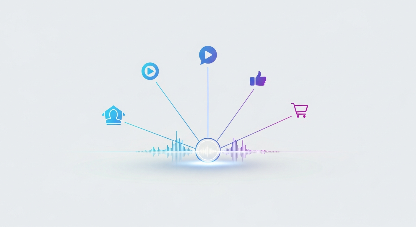 A conceptual image of a unified bio link music hub, showing a single smart link branching out to various music streaming links and fan engagement platforms for artists.