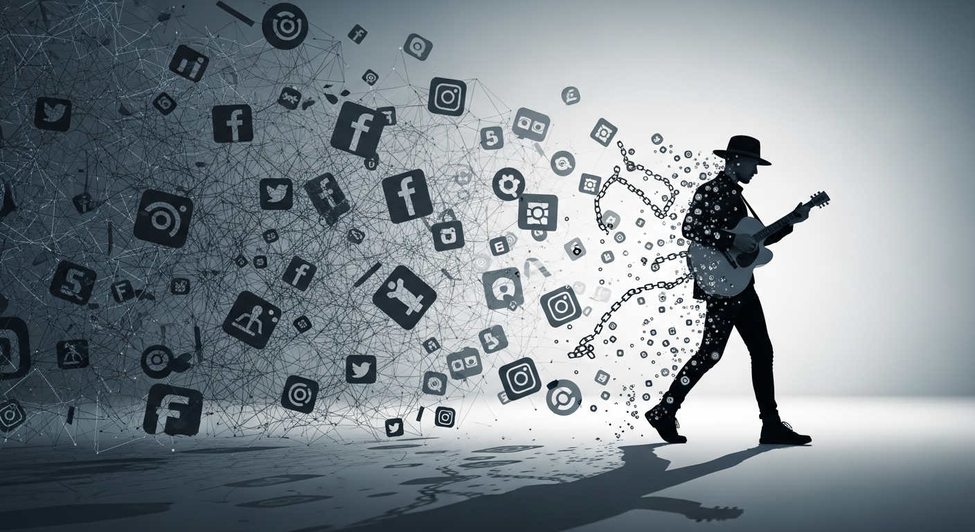 Independent artist escaping the social media treadmill, focusing on sustainable music advertising strategies and fan engagement.