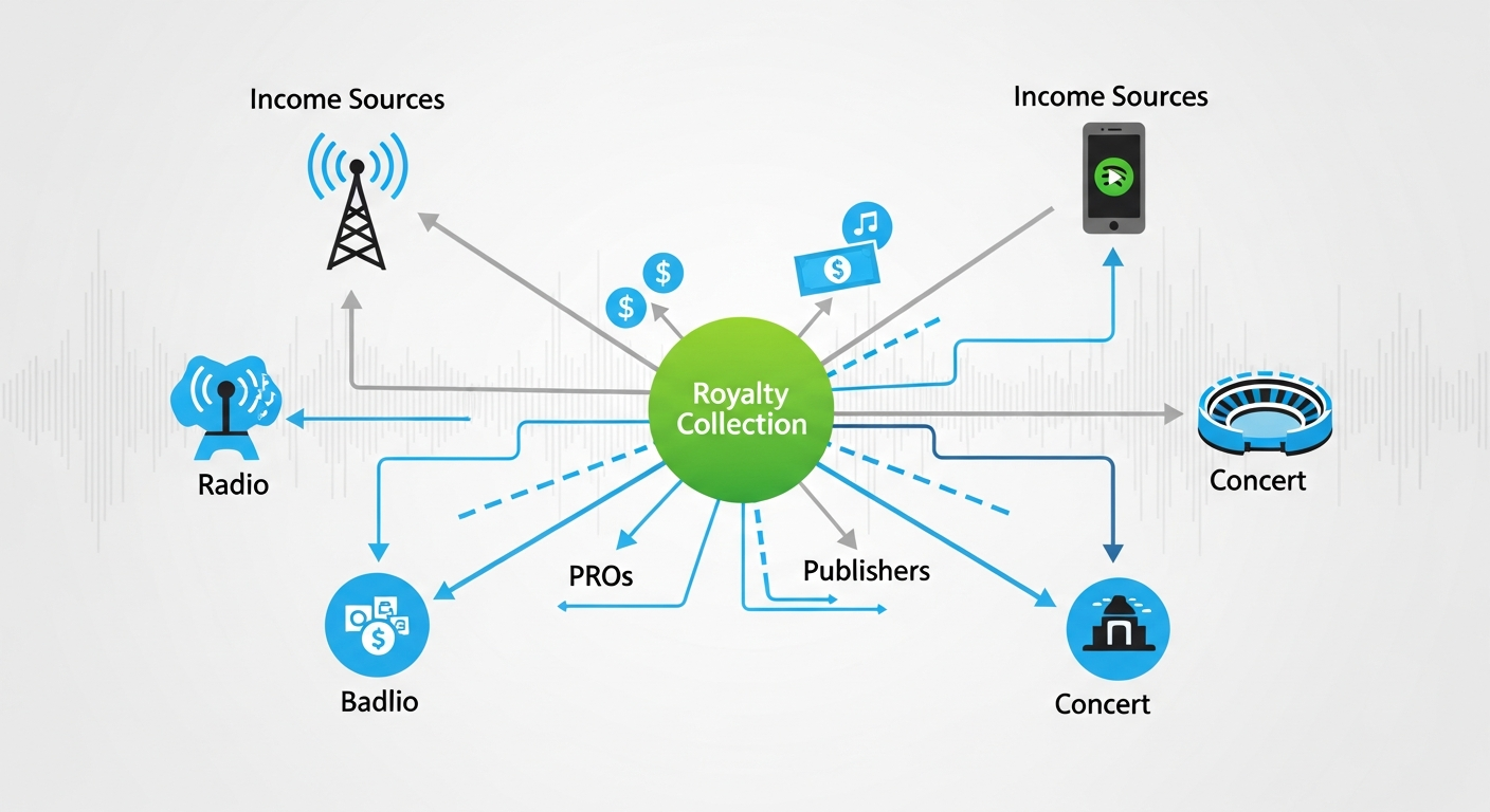 Collecting performance royalties from various sources