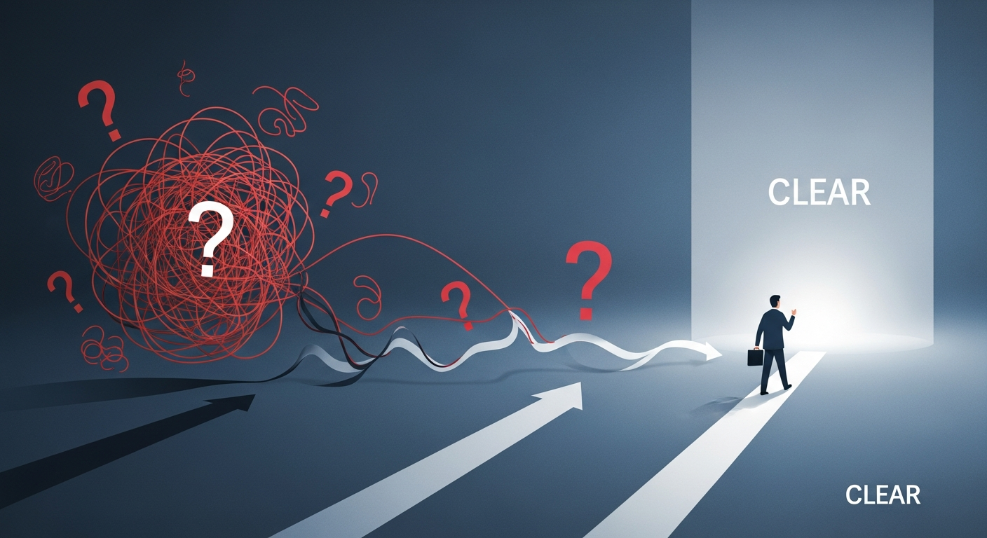 Visualizing the transition from PR misinformation to clear, effective PR strategies for small businesses.