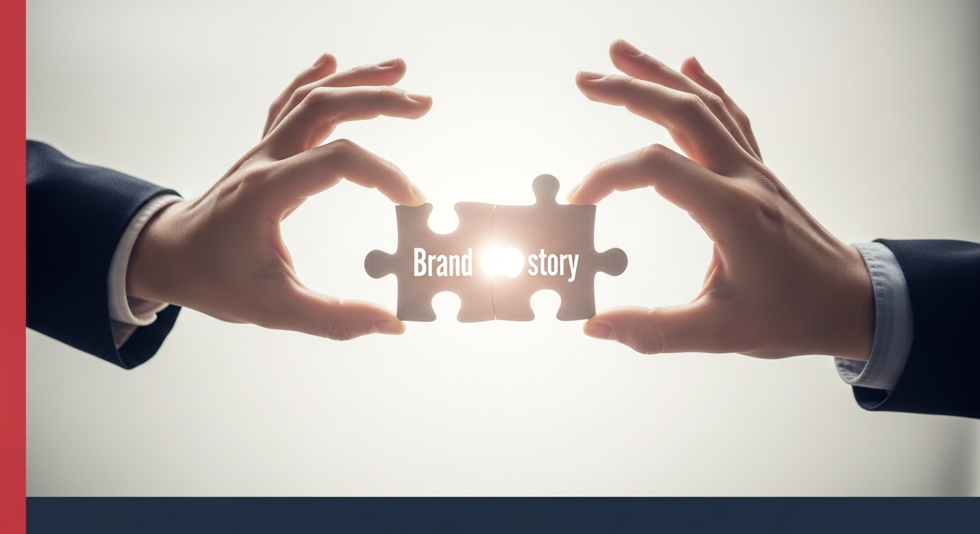 Hands connecting puzzle pieces to form a compelling story, symbolizing trust between a brand and a journalist.