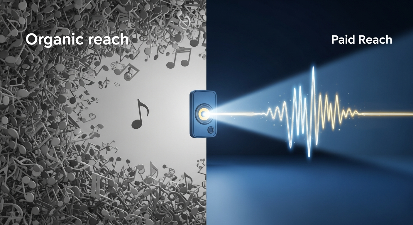 Visualizing the power of paid promotion versus organic reach for musicians on TikTok.