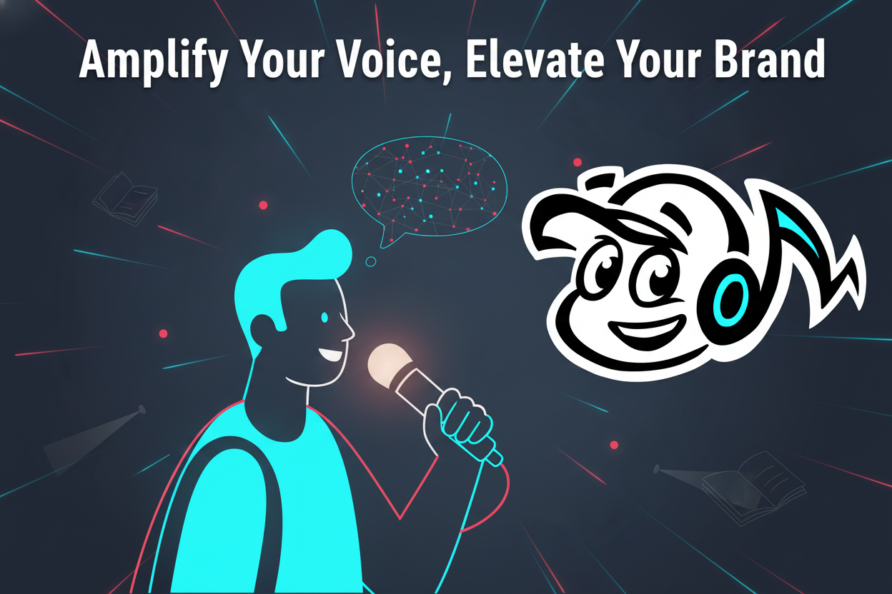 An entrepreneur confidently speaking, symbolizing building a public voice and thought leadership.