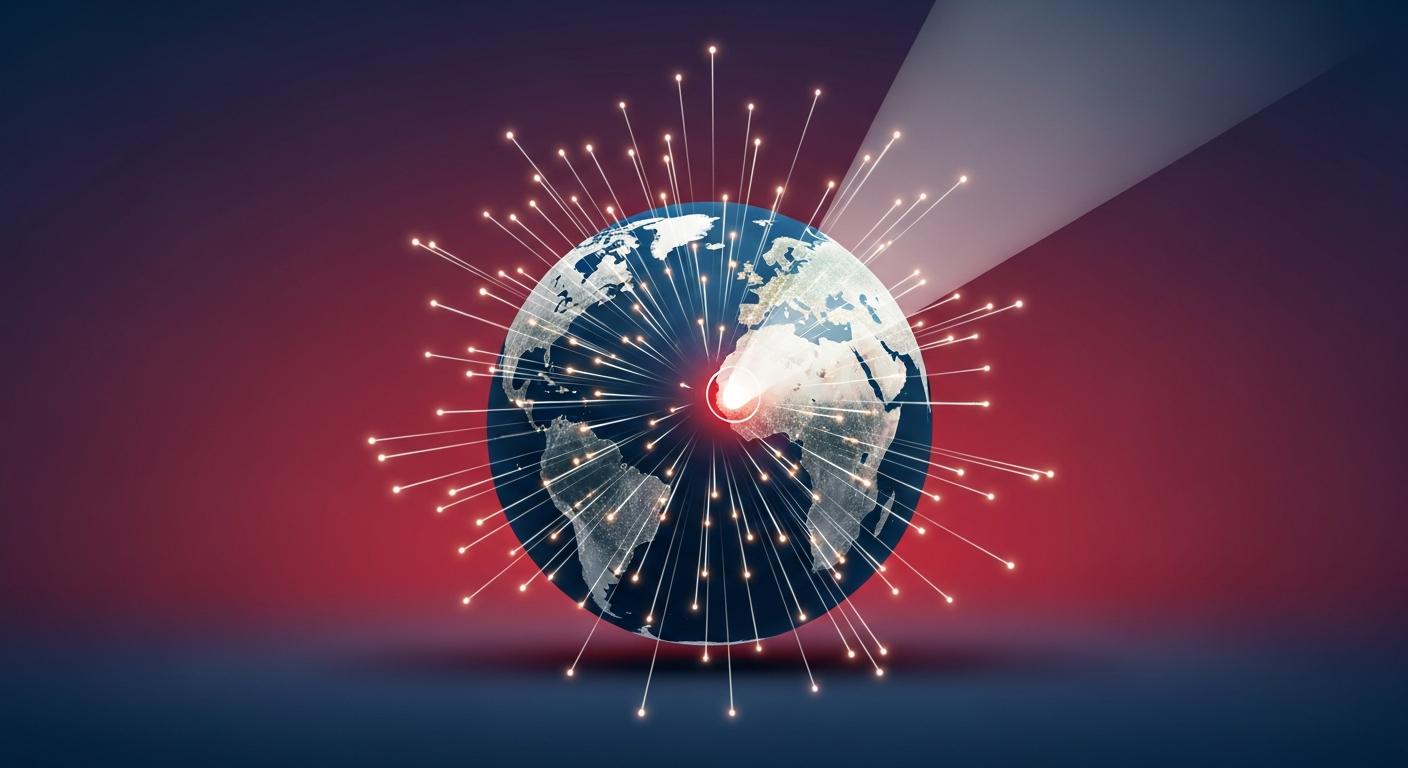 A glowing globe with digital connections, illustrating the global opportunity for independent consultants to reach audiences worldwide with their specialized expertise.