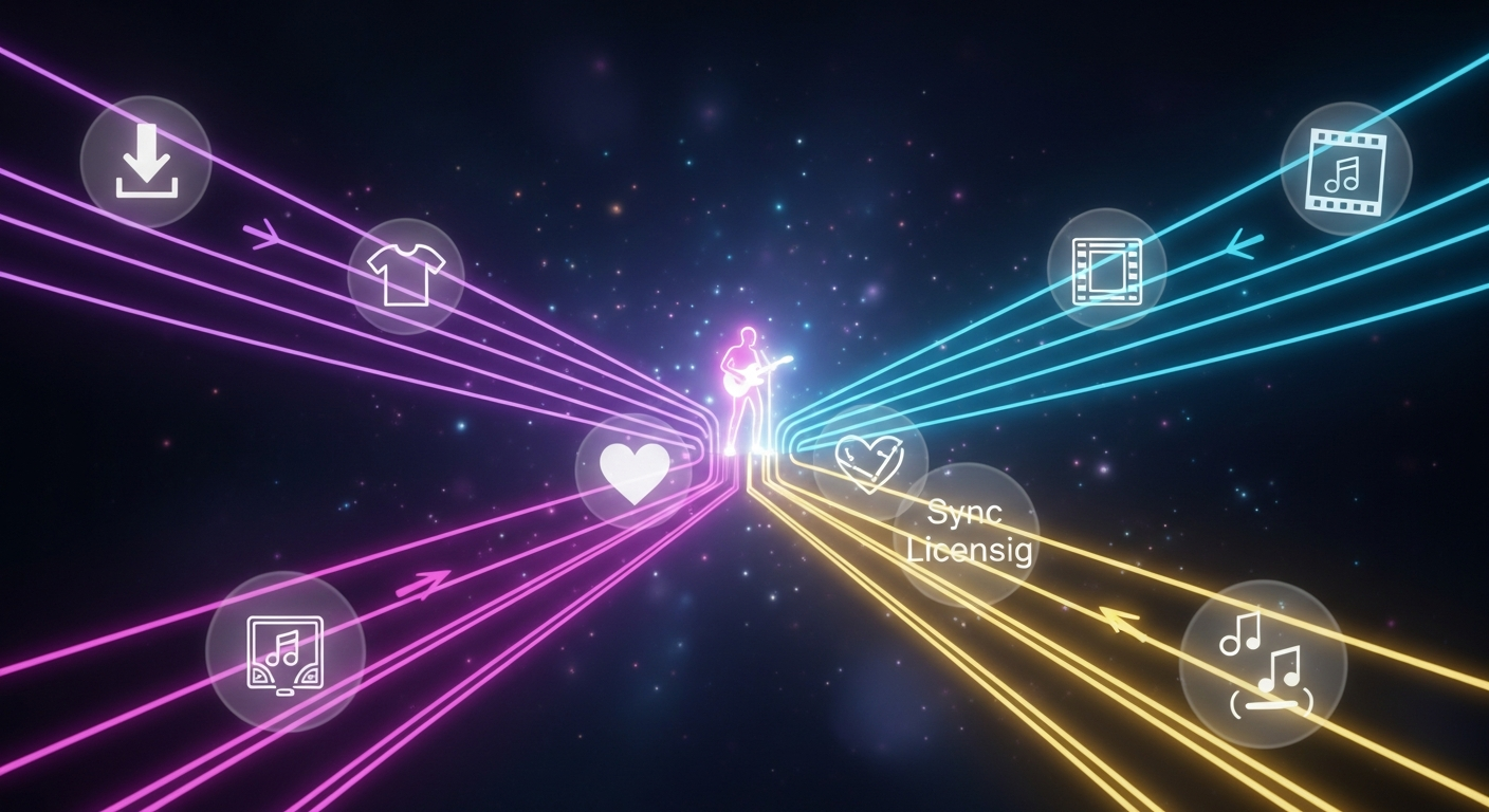 Visualizing diversified income streams for independent artists selling music online directly to fans.