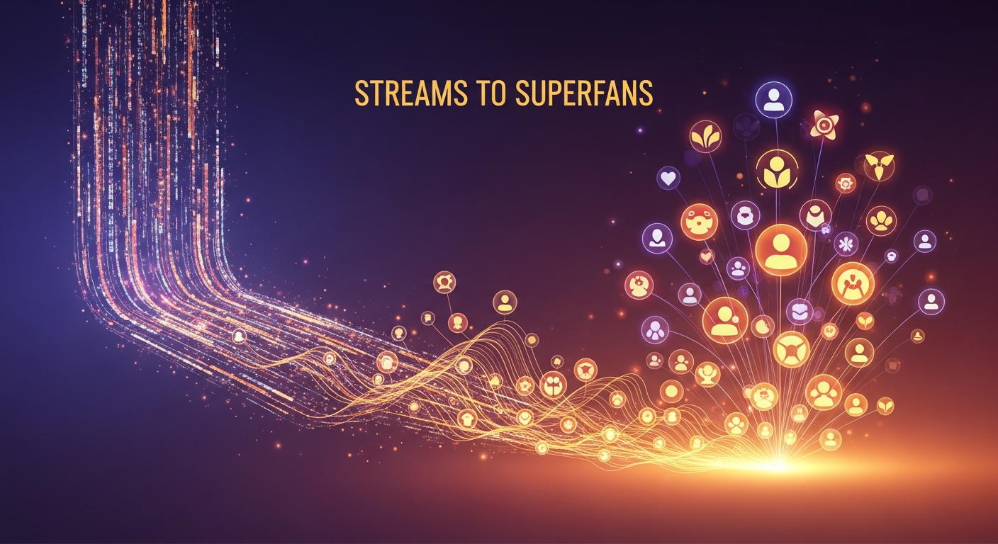 Visualizing the shift from high stream counts to building a loyal superfan community on Spotify.
