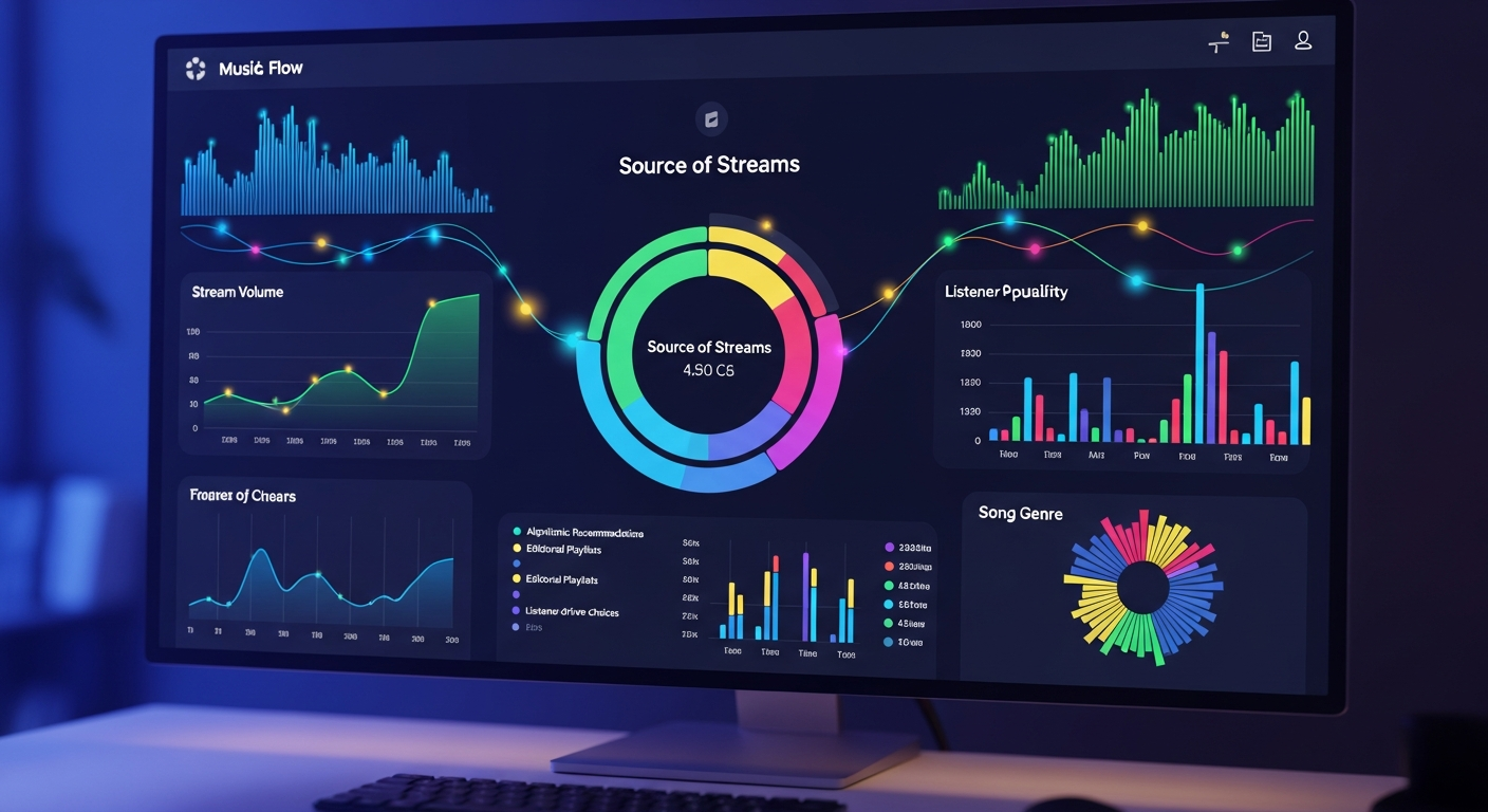 Visual representation of Spotify Source of Streams data analytics for artist insights.
