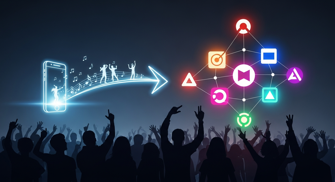 Visualizing the transition from TikTok virality to off-platform music engagement and fan loyalty for independent musicians.