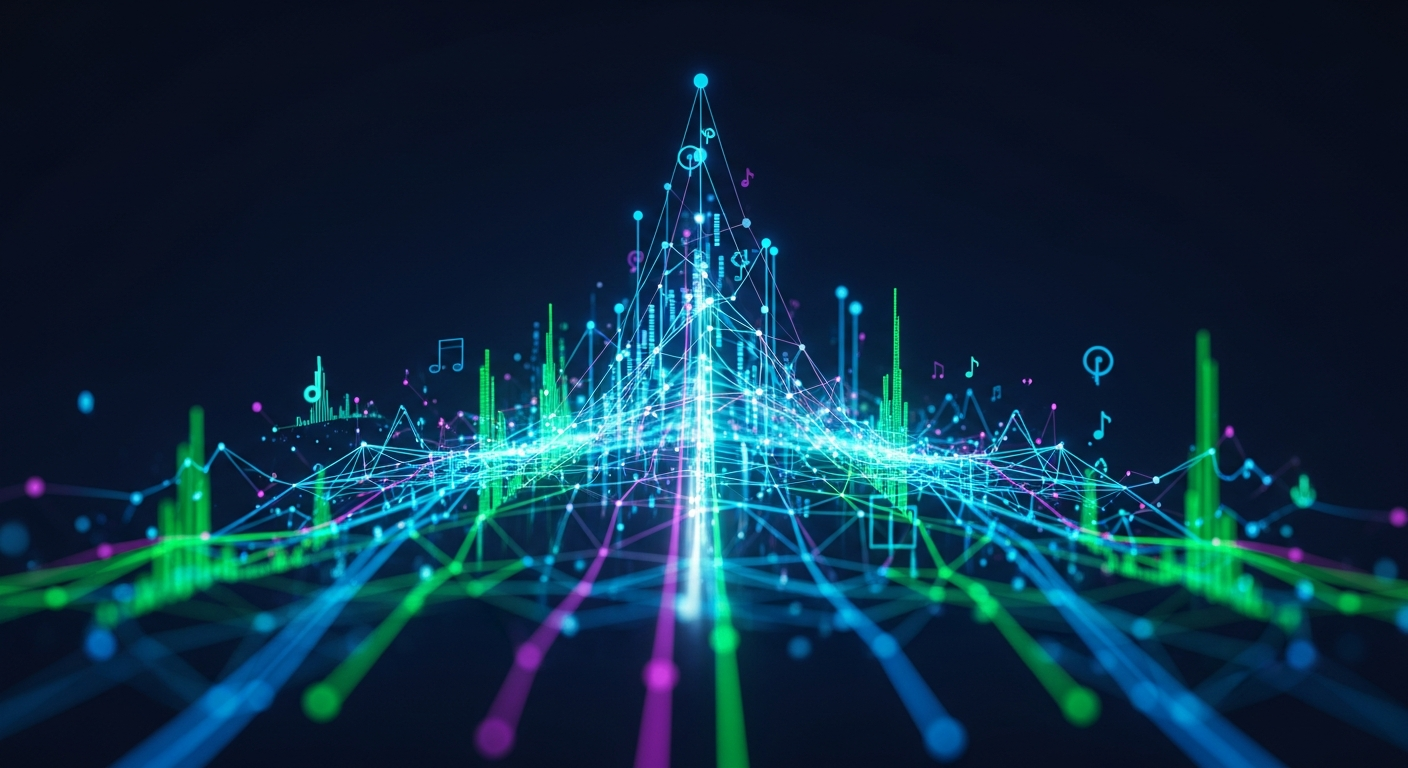 Visual representation of the TikTok algorithm for musicians, showing interconnected growth and reach.