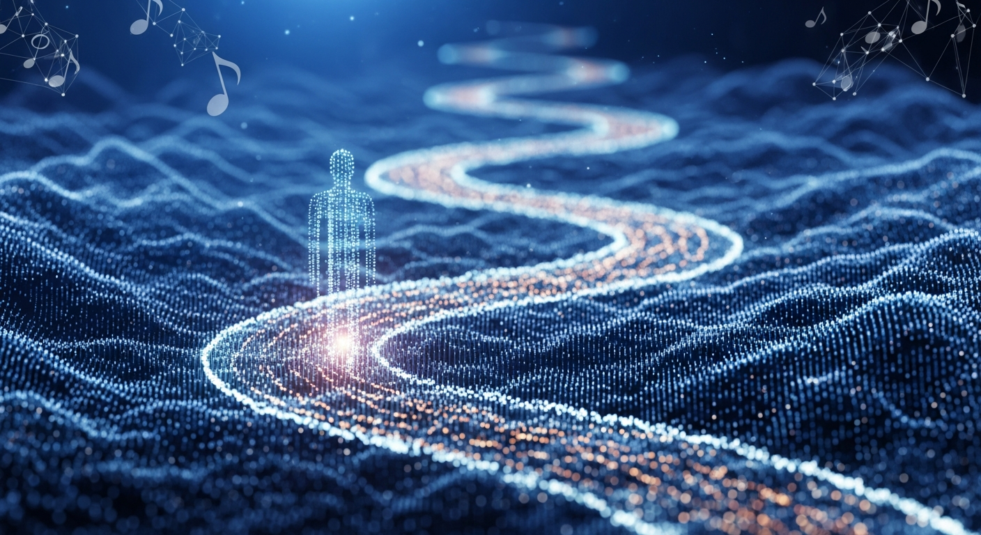 Conceptual image of a shifting algorithm landscape, illustrating the dynamic nature of Twitter engagement tips for artists and music promotion strategies.