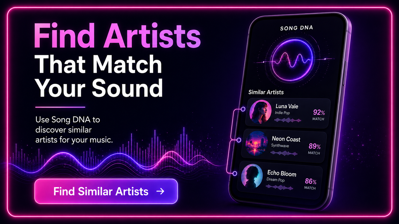 Use Tunepact Song DNA to find artists whose music matches your sound.
