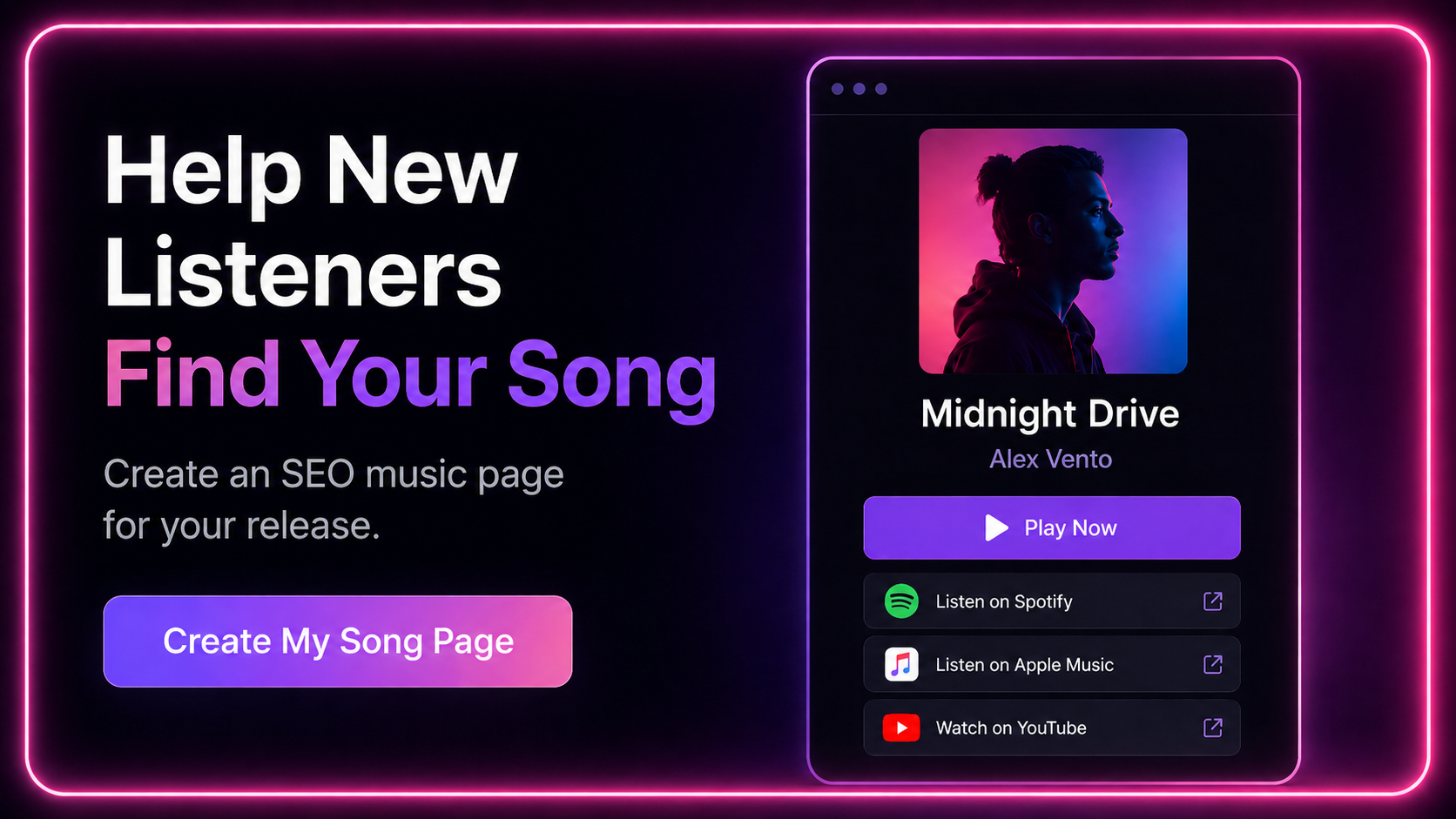 Create an SEO-optimized music page to help new listeners discover your song online.