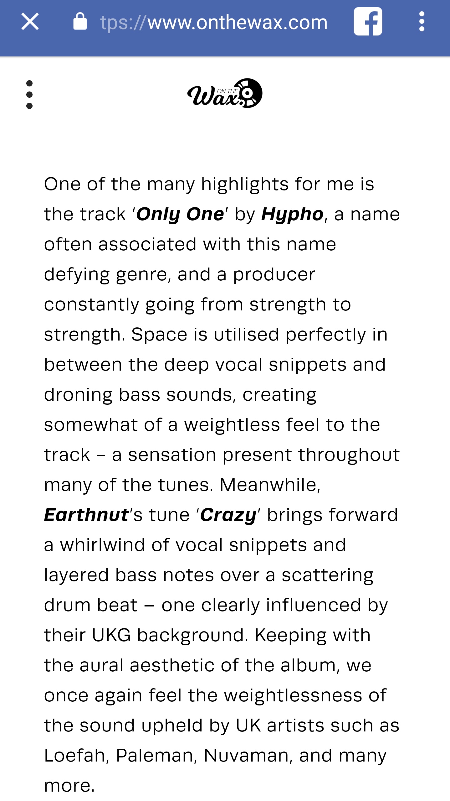 ON THE WAX: Earthnut - Crazy