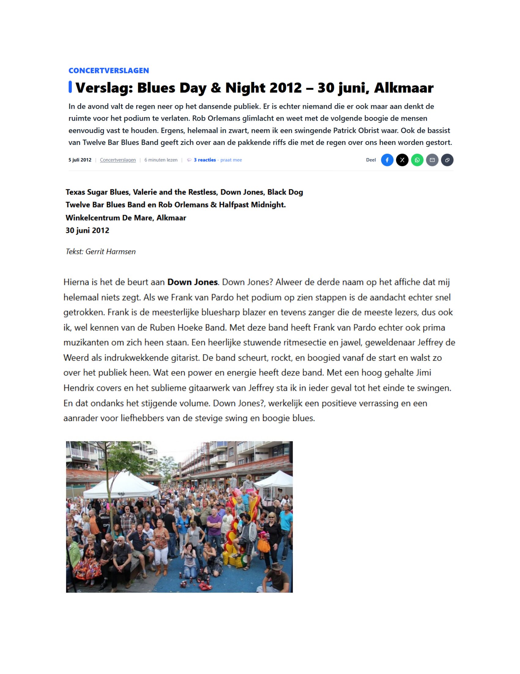 VERSLAG ALKMAAR BLUESFESTIVAL DAY & NIGHT: Down Jones